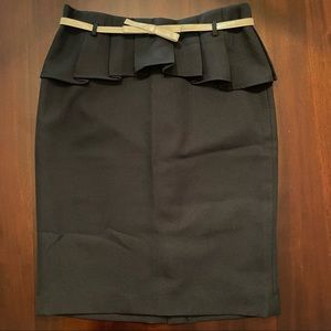 Black pencil skirt with removable belt.